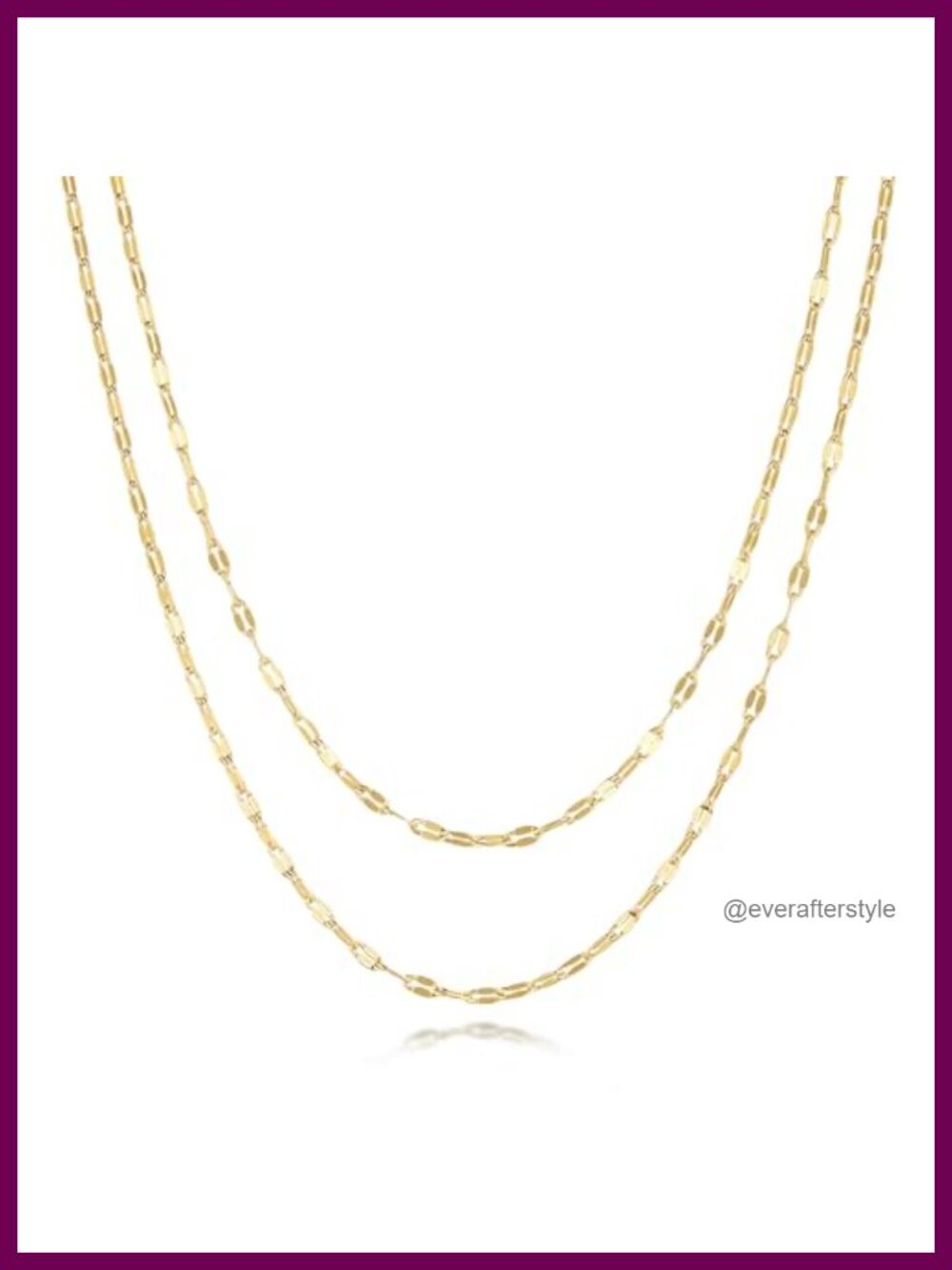 14k Gold Plated Layered Double Chain Necklace Women Lobster Clasp Link Chain